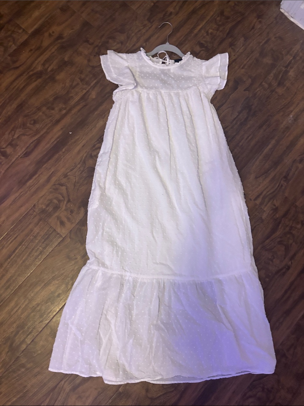 White Flutter Sleeve Maxi Dress